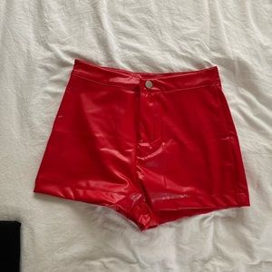 Faux red Leather shorts